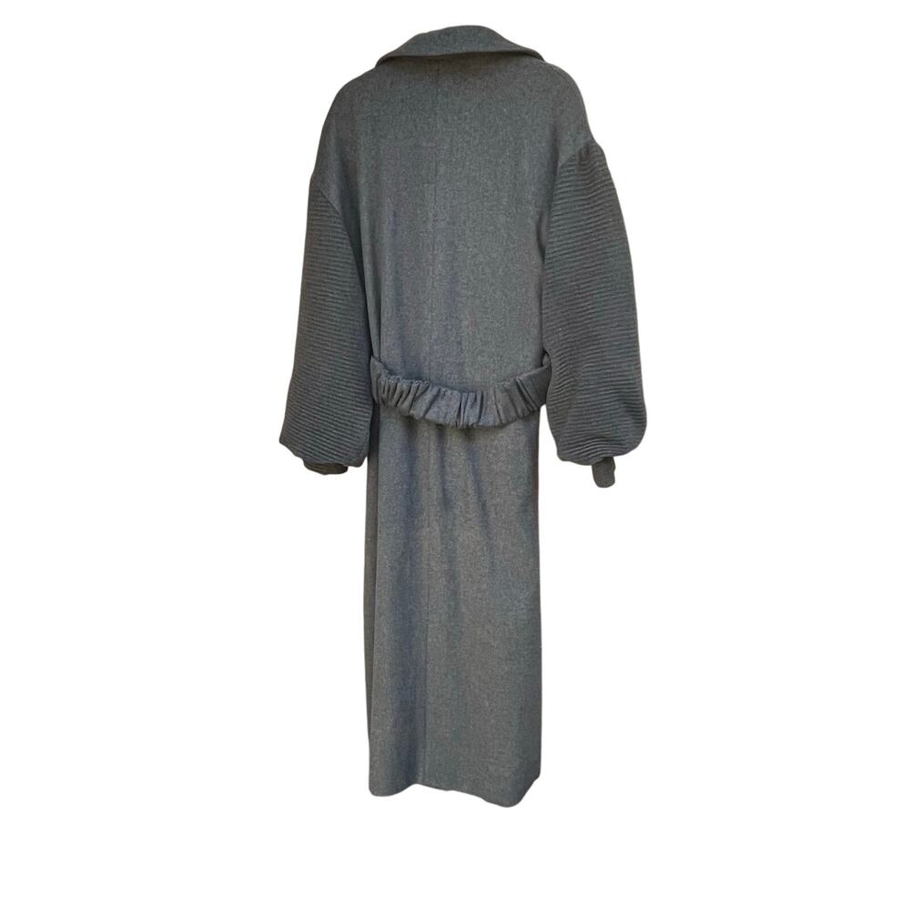AKIRA PIPING BALLOON SLEEVE TRENCH COAT Sz L - Picture 5 of 10